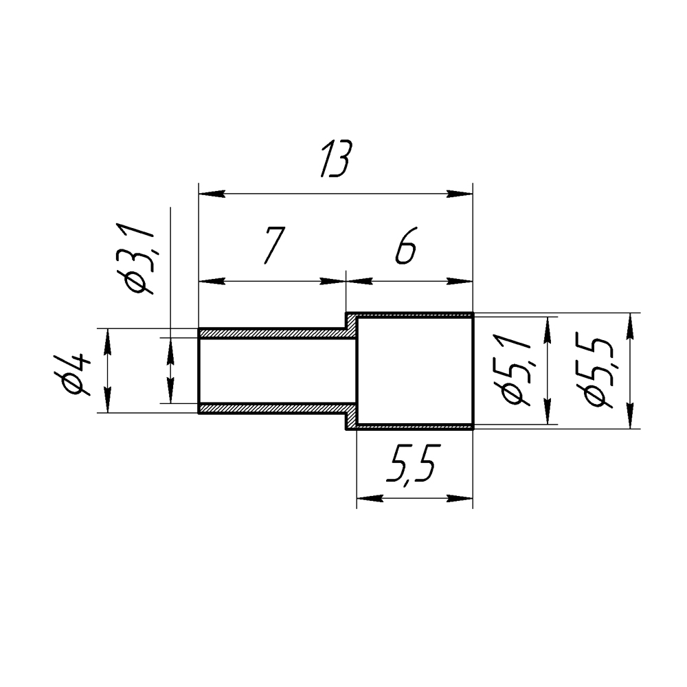 Обжимное кольцо для разъемов на кабели RG-174, RG-316 (диам. 4,0х5,5 мм)