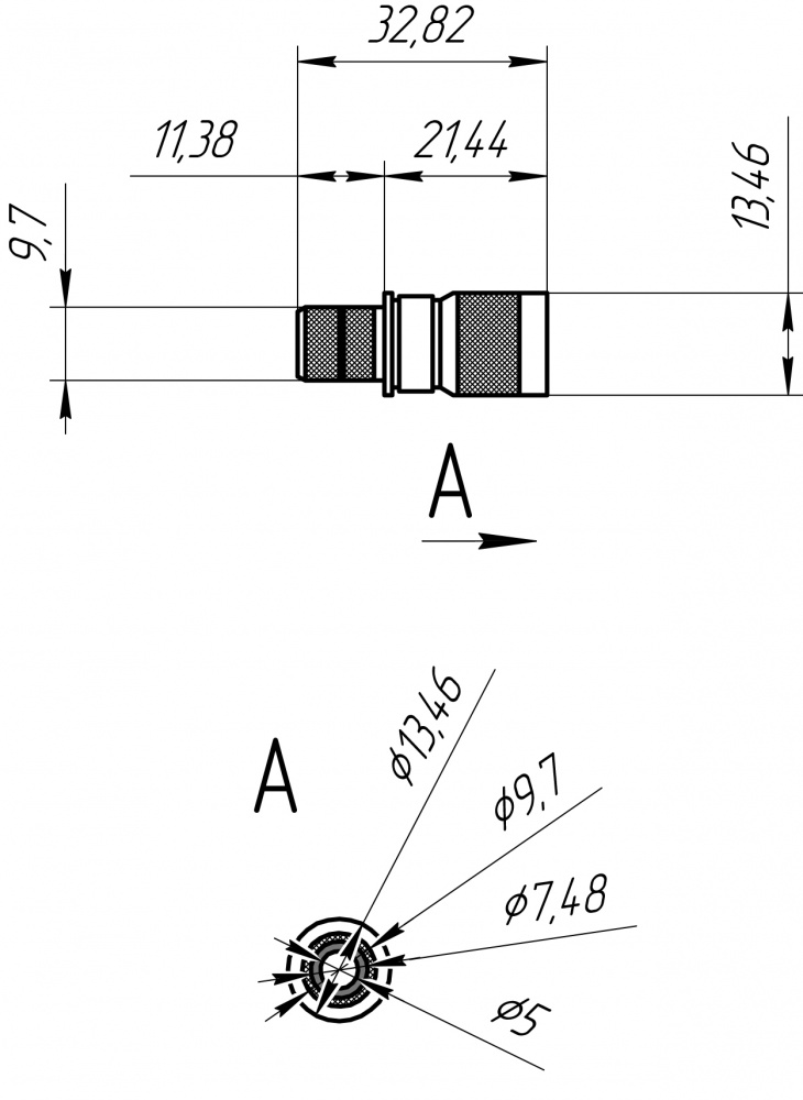 Разъем T-111B TNC(male) на кабели RG-213, LMR-400, RG-8, обжимной
