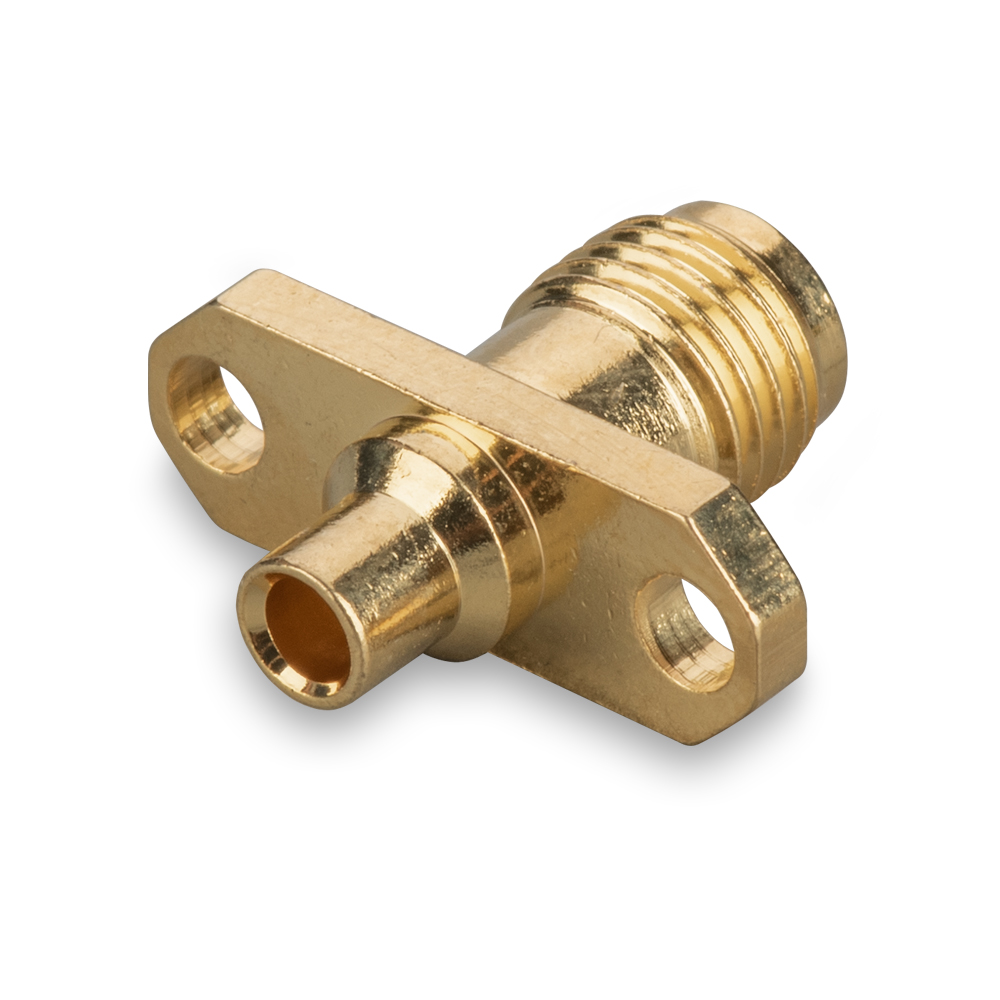 Разъем SMA(female) на корпус, фланцевый (2 отв.), под пайку на кабель RG-405 (0.086")