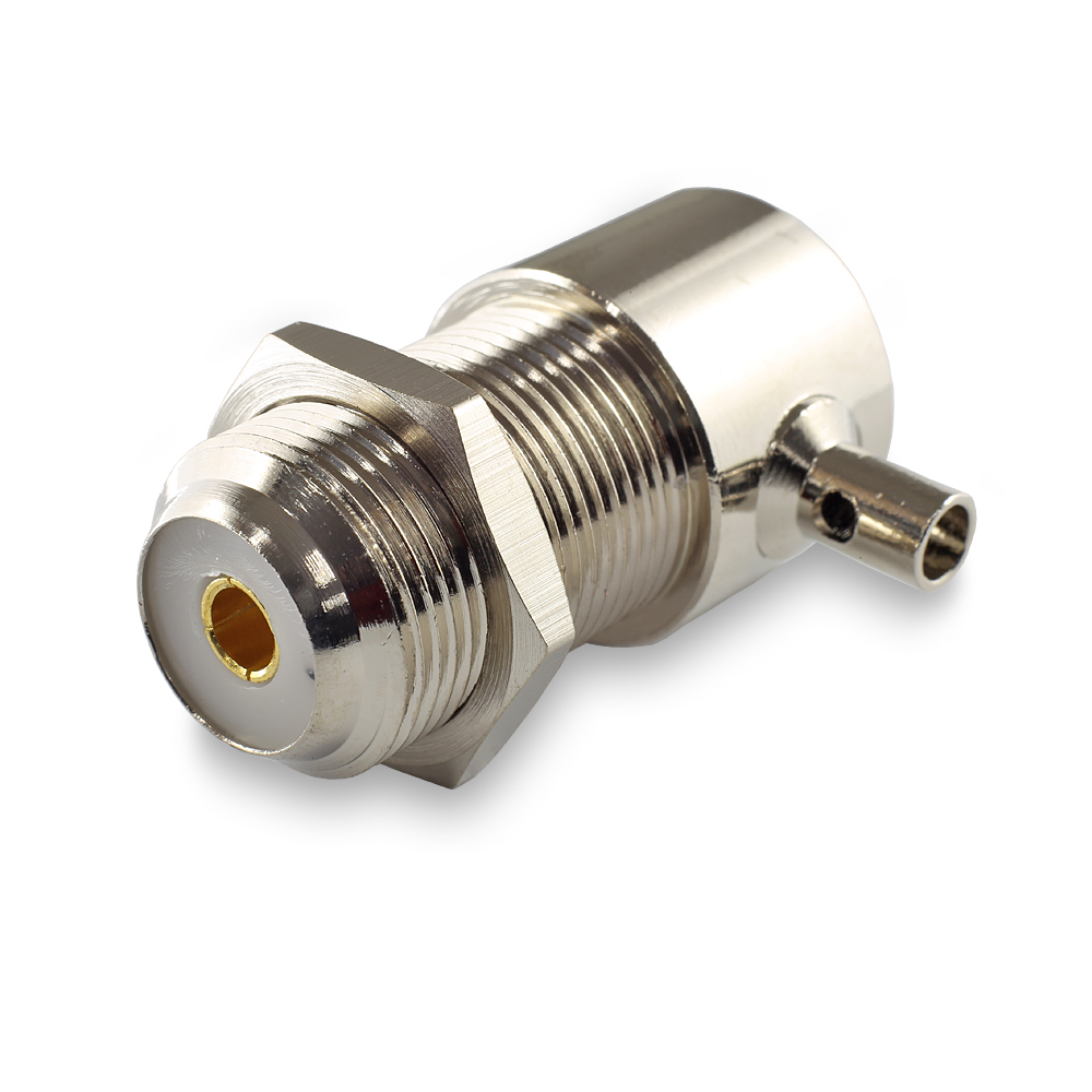 Разъем UHF U221 PL259(female) под полужесткий кабель диам. от 4,5 до 5,5 мм, угловой на корпус